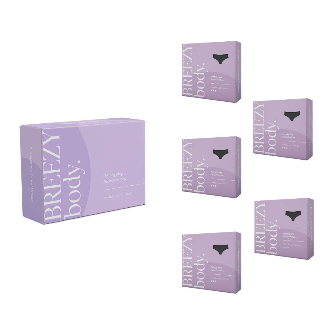 5-Pack Bundle: Breezy Period Panties (Midnight Black)