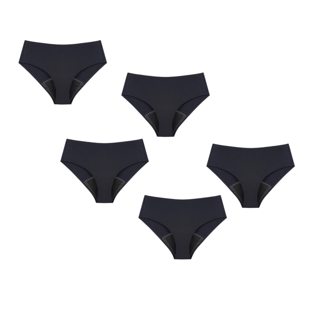 5-Pack Bundle: Breezy Period Panties (Midnight Black)